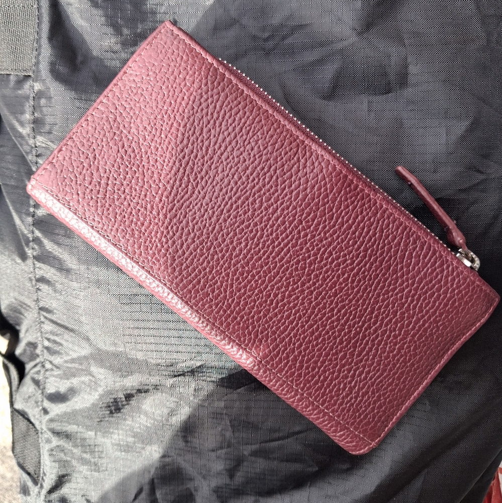 Corder London Genuine Leather Burgundy Wallet Zip & Snap Closure Classic Minimal